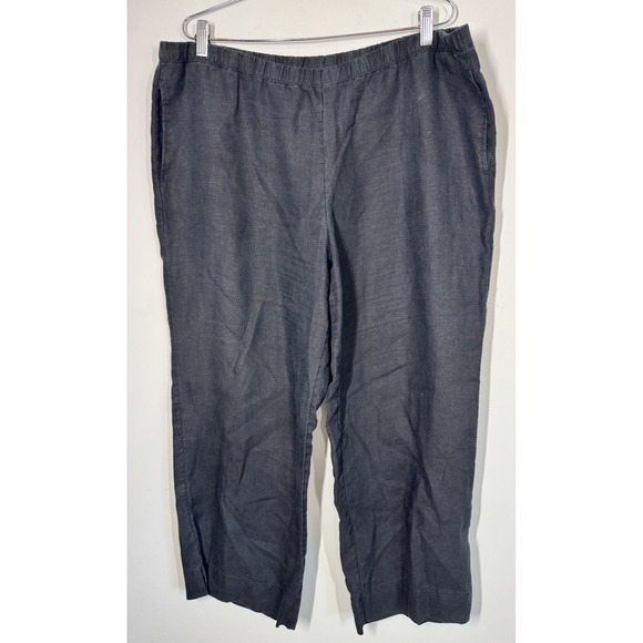 J. Jill‎  Women's Pull On Cropped Wide Leg Linen Pants Size LT Black Lagenlook - Picture 2 of 11